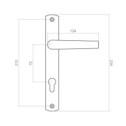 Klamka aluminiowa do drzwi z szyldem - H 234, L 32 mm, czarna